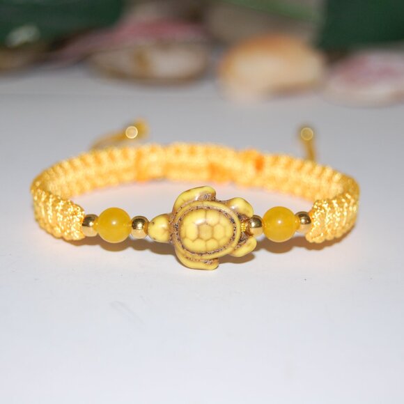 Turtle Bracelet,Braided Bracelet,Yellow Turtle Bracelet,Good Wishes Bracelet - Picture 3 of 3